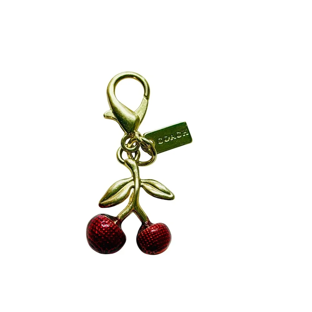 Coach Cherry Bag Charm Red Glitter Gold Tone Keychain F77840